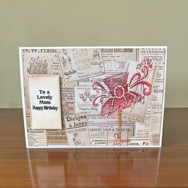 Mums Vintage Hat Birthday Card