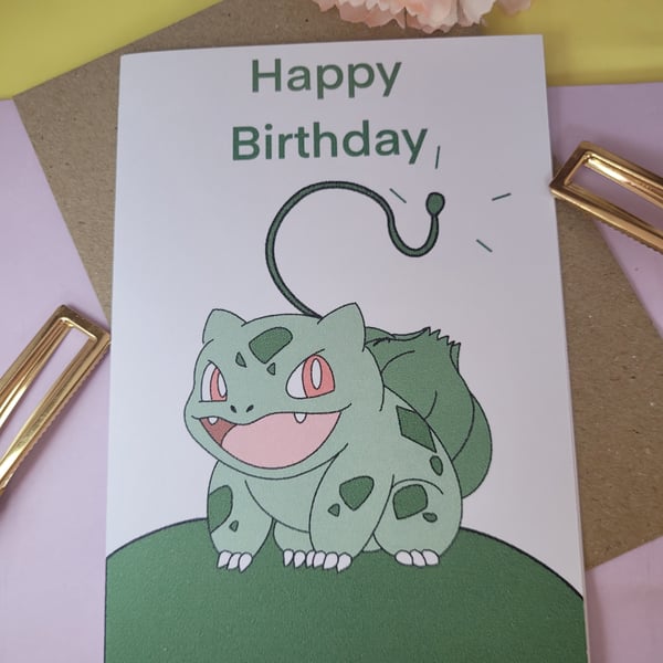 Bulbasaur birthday card - Folksy