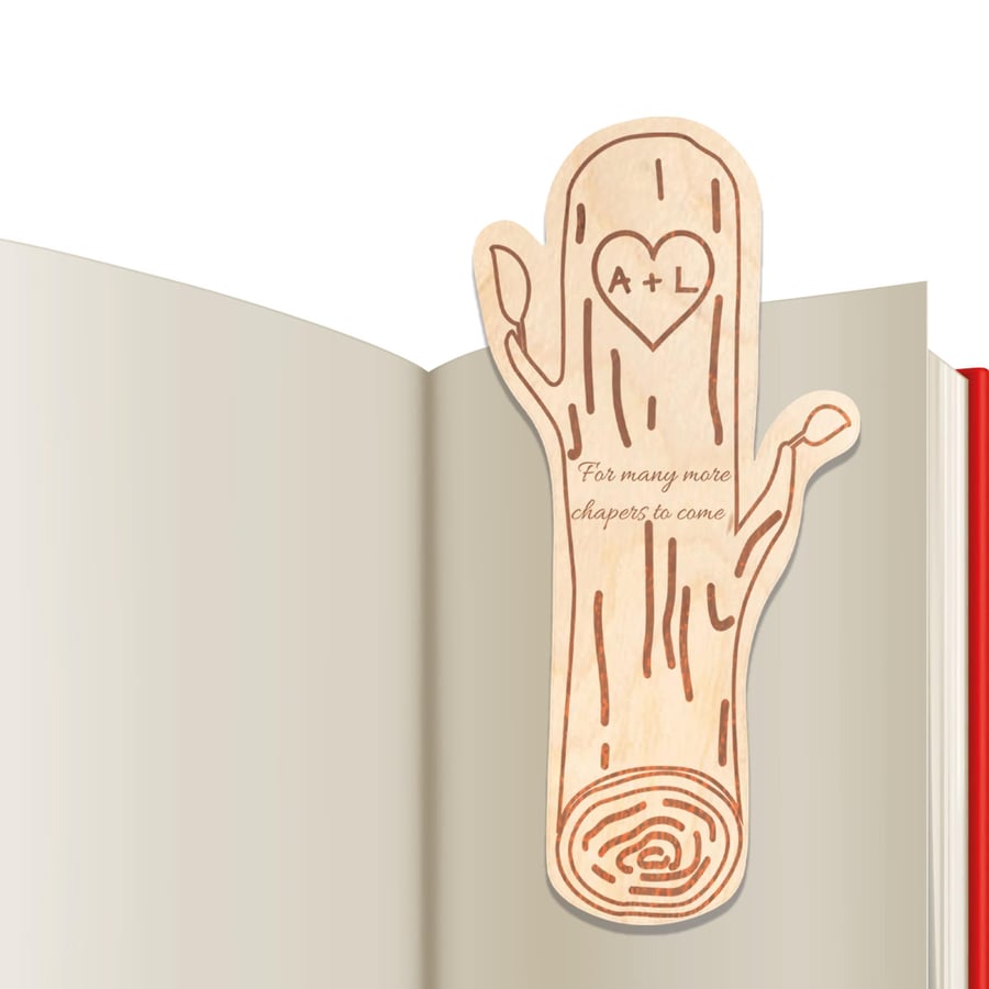 Tree Bookmark with Personalise Initials Anniversary Gift Christmas Couple Gift
