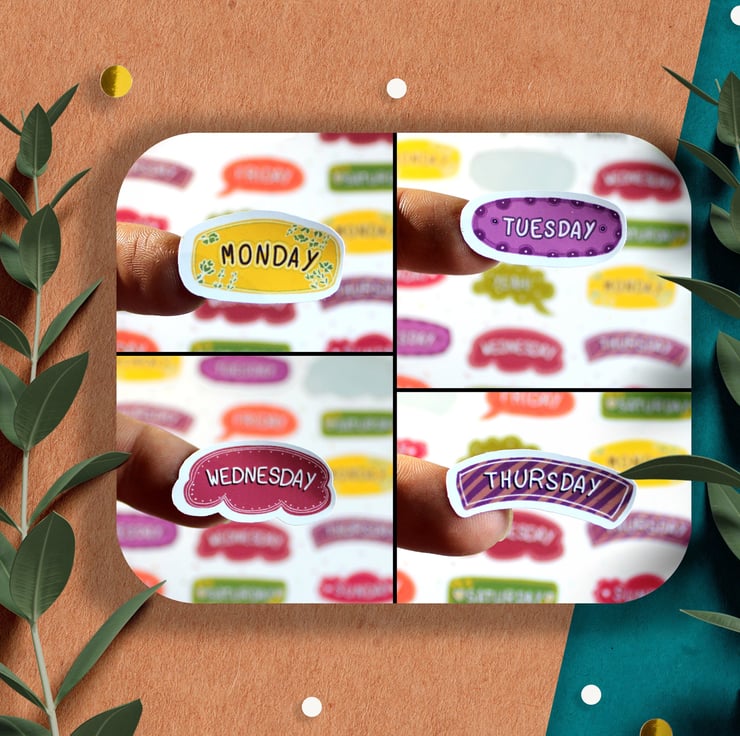 Days of the week sticker sheet, Planner headers... - Folksy