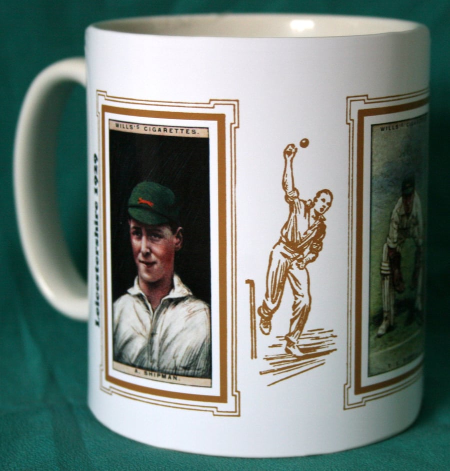 Cricket mug Leicestershire 1929 cricket counties A Shipman T E Shipwell & E W Da