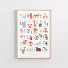 Personalised Animal Alphabet Print – Custom Nursery & Kids Room Wall Art