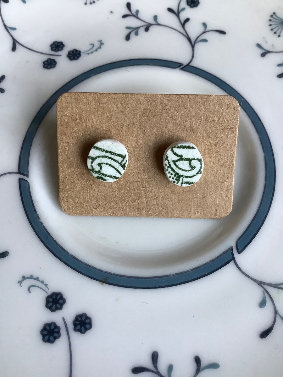 Handmade Stud Earrings, Ceramic, Unique, Eco Friendly Gifts. Vintage.