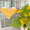 LAVENDER HEART - yellow and white stripes (short heart shape)