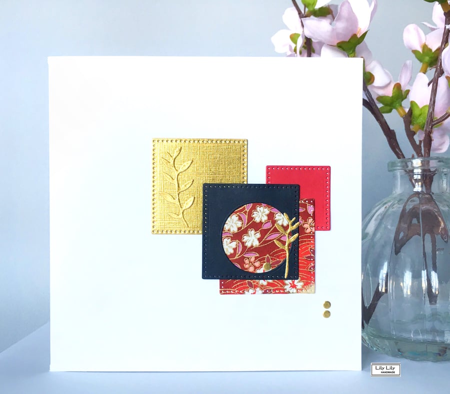 All Occasion Blank Card, Japanese inspired collage
