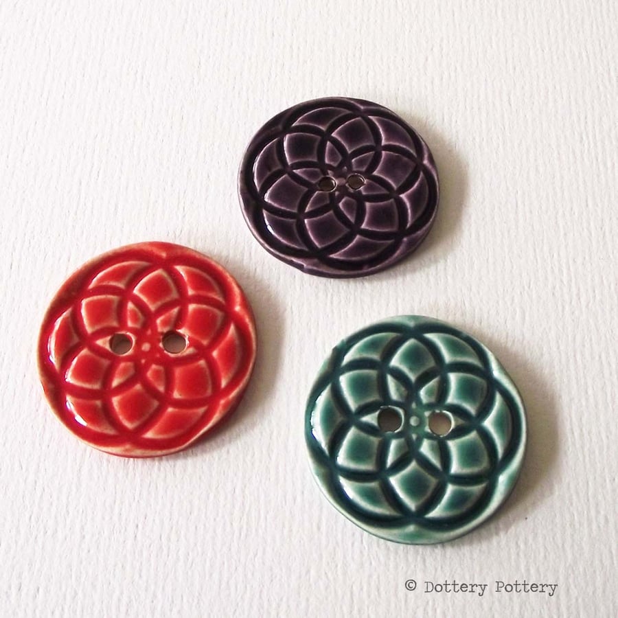 SALE Set of three large  ceramic buttons