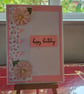 pink flower themed Happy Birthday card