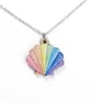 Scallop Shell Necklace. Wooden Pendant. Sterling Silver Seaside Jewellery.