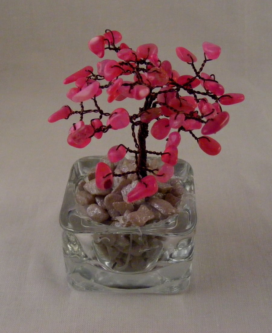 Fuchsia Agate Gemstone Tree