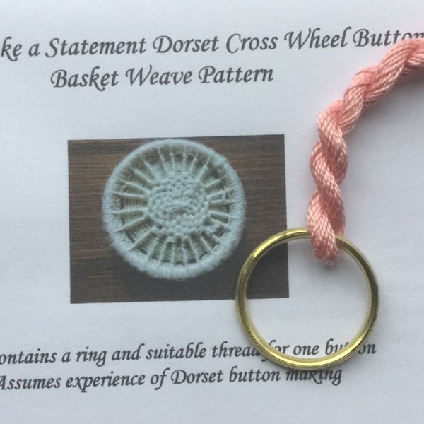 Kit to Make a Statement Dorset Button, Basket Weave Design, Coral