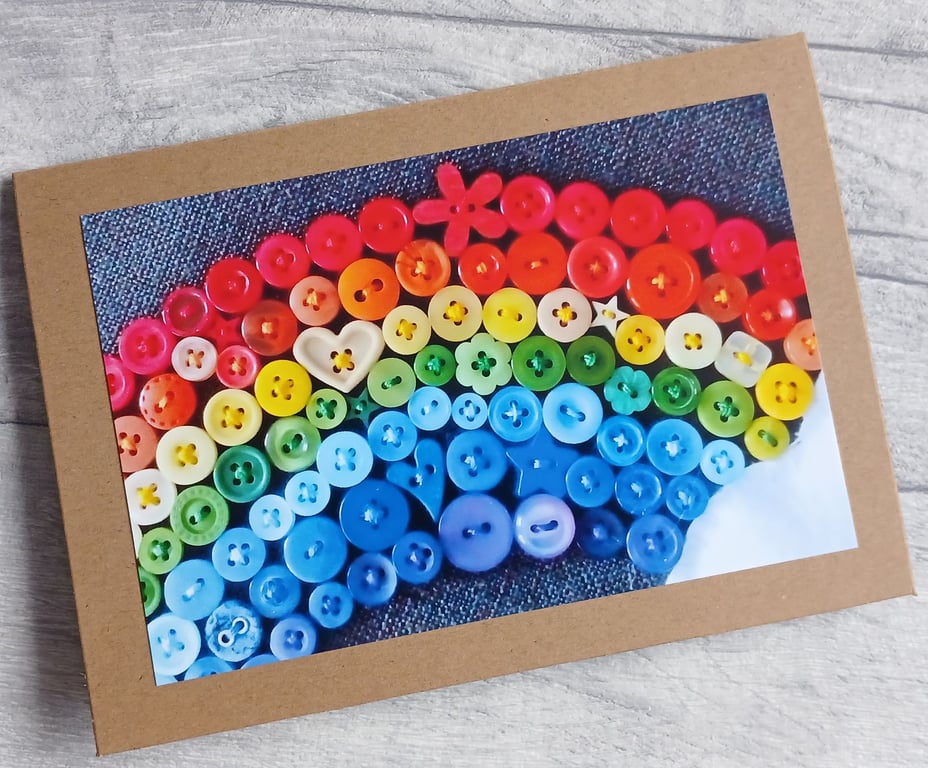 Button Rainbow Photo Card - Birthday Card, Thank You Card