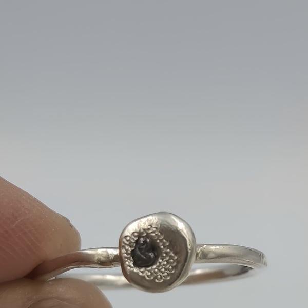 Raw Uncut Diamond Silver Ring