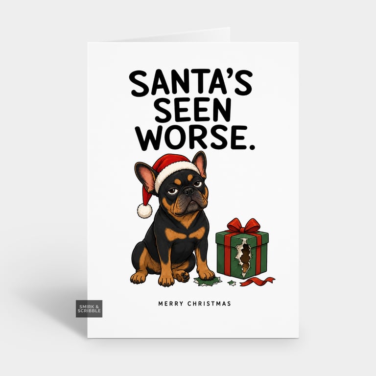 Funny Christmas Card - Santa's Seen Worse Dog
