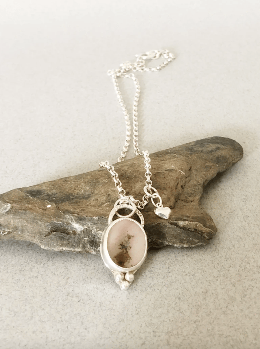 Picture Agate Necklace - Artisan Necklace - Silver Necklace