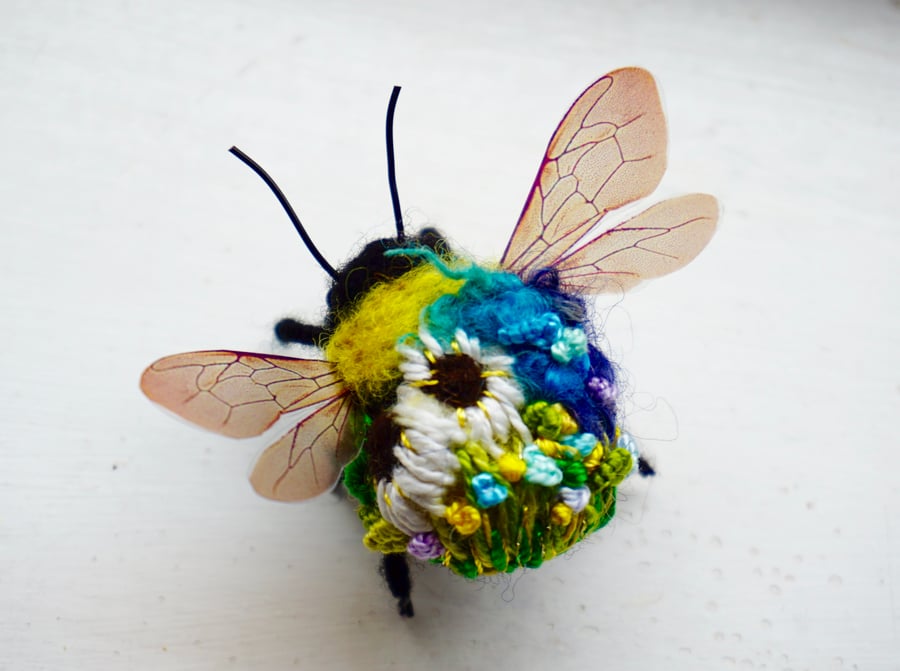 Needle Felted Flower Bee
