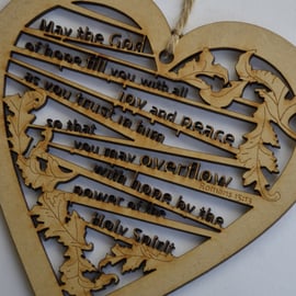 Medium wooden heart - Hope (Romans 15:13)