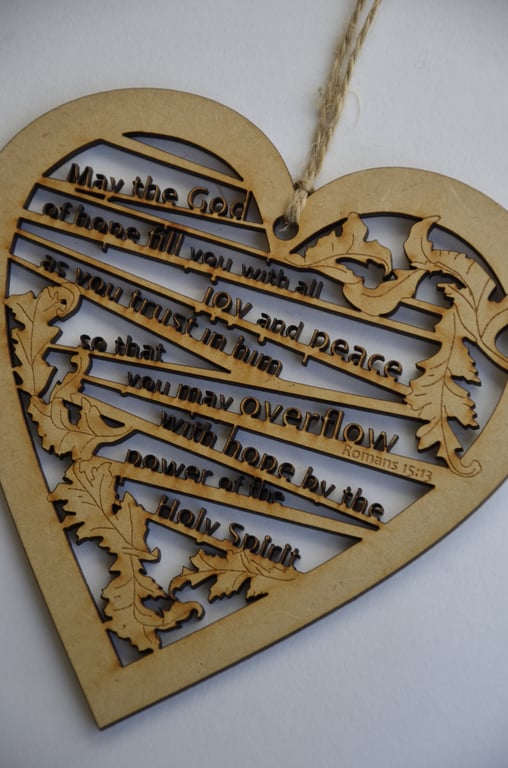 Medium wooden heart - Hope (Romans 15:13)