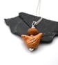 red brown ceramic bird pendant necklace - Image 3