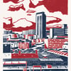Sheffield City View A3 poster-print (red-blue)