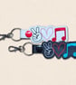 Music Keyring - Peace Love Music Faux Leather Bag Charm