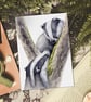 Scottish Badger Art Print - wildlife illustration from original watercolours - Image 2