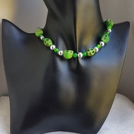 Gorgeous Green Skull Choker Necklace.