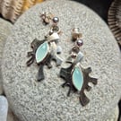 Handmade Sterling silver and aqua chalcedony earings