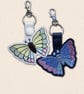 Stained Glass Butterfly Keyring - Embroidered Faux Leather Bag Charm - Image 1