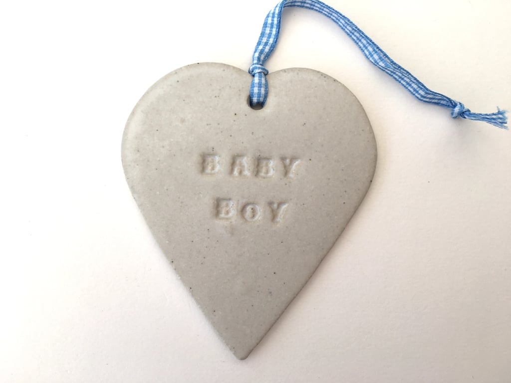Loveheart hanger, baby boy, ceramic lovehearts, gift idea, home decor
