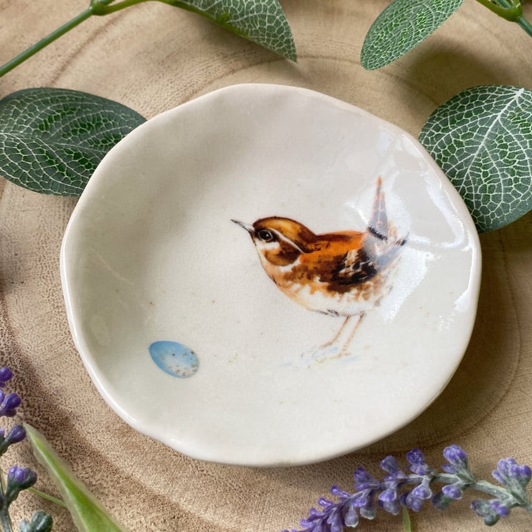 Wren Handmade Ceramic Dish, Garden Bird Dish