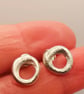 Sterling Silver Circle Stud Earrings - Organic Irregular Round Studs - Image 9
