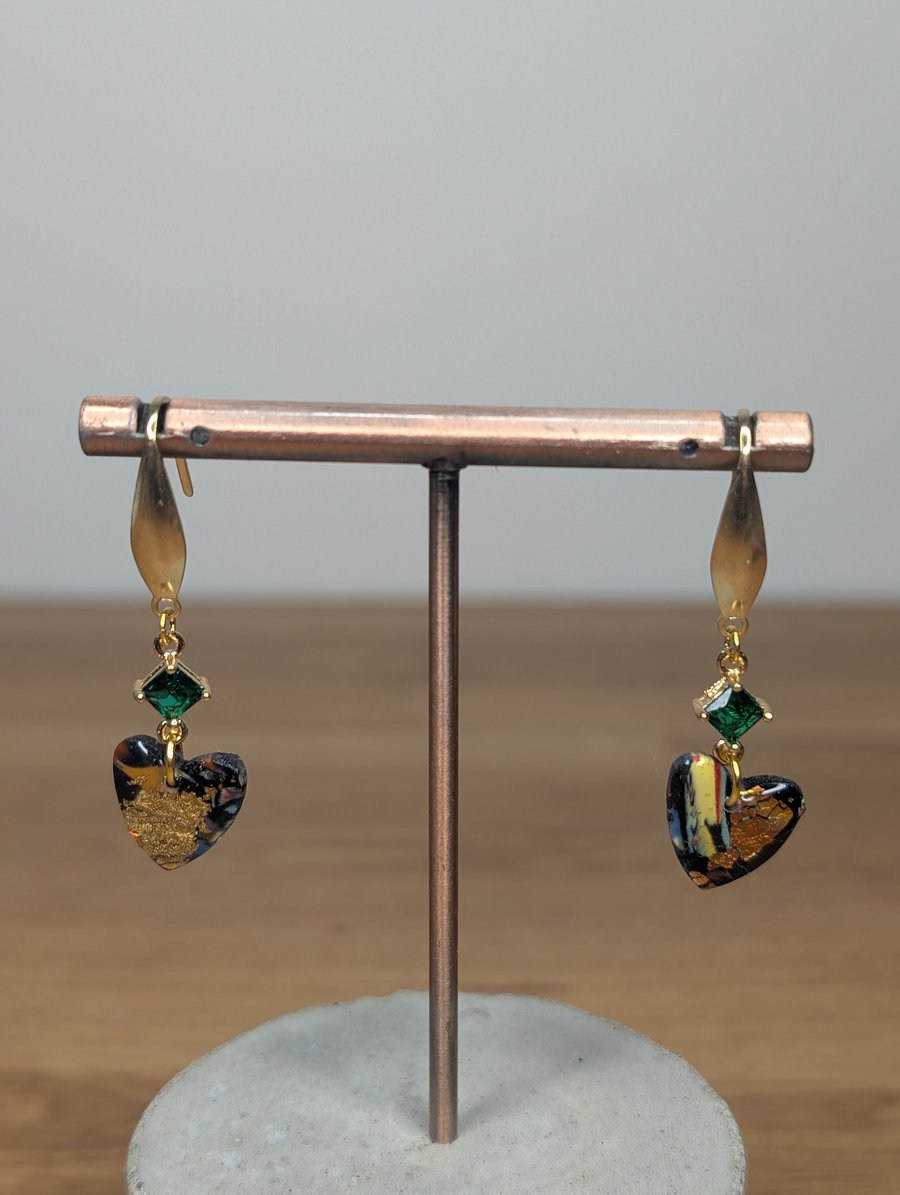 Summer bloom scrap heart dangles green