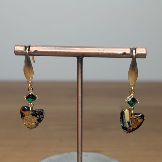 Summer bloom scrap heart dangles green