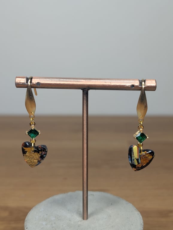 Summer bloom scrap heart dangles green