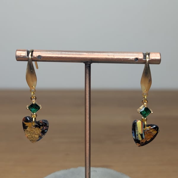 Summer bloom scrap heart dangles green