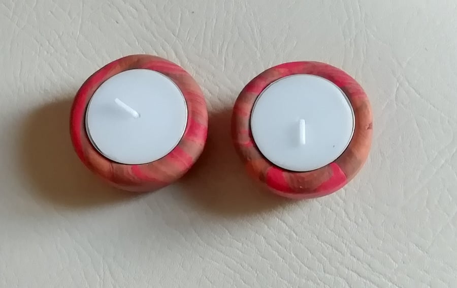 Fimo clay marble candle 