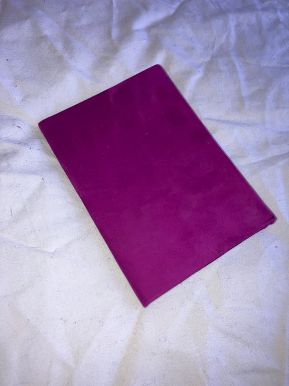 A6: Magenta Purple Suede Leather softcover Dotted paper Notebook