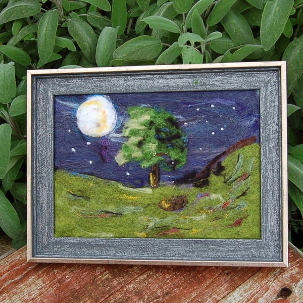 Needle felted  picture - Sycamore Gap -  Textile art 