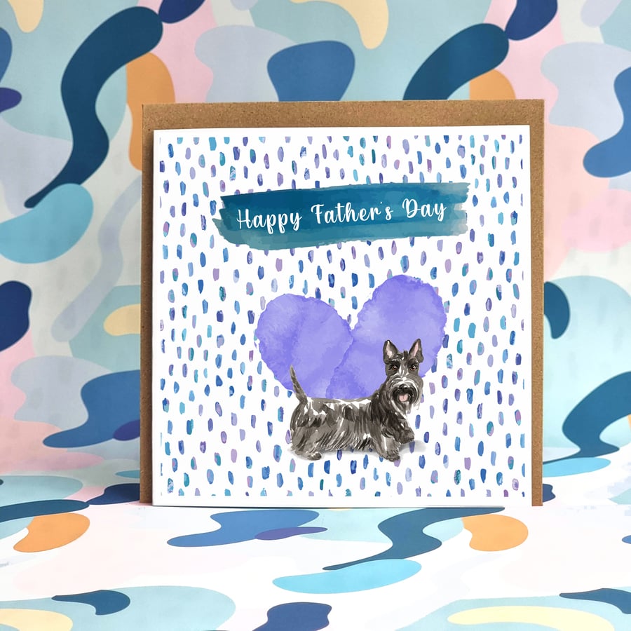 Scottish Terrier Father's Day Card - 6x6 Square Dog Card