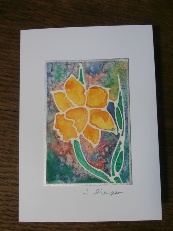 Hand painted Daffodil watercolour card. Mother's day card. Mum card. Birthday c