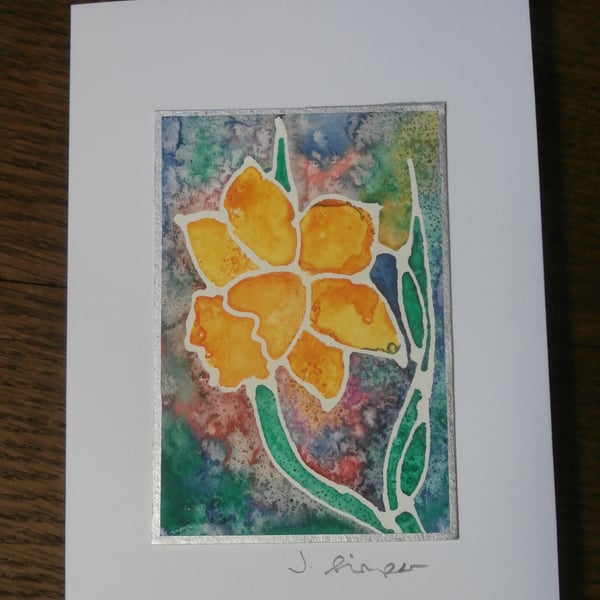 Hand painted Daffodil watercolour card. Mother's day card. Mum card. Birthday c