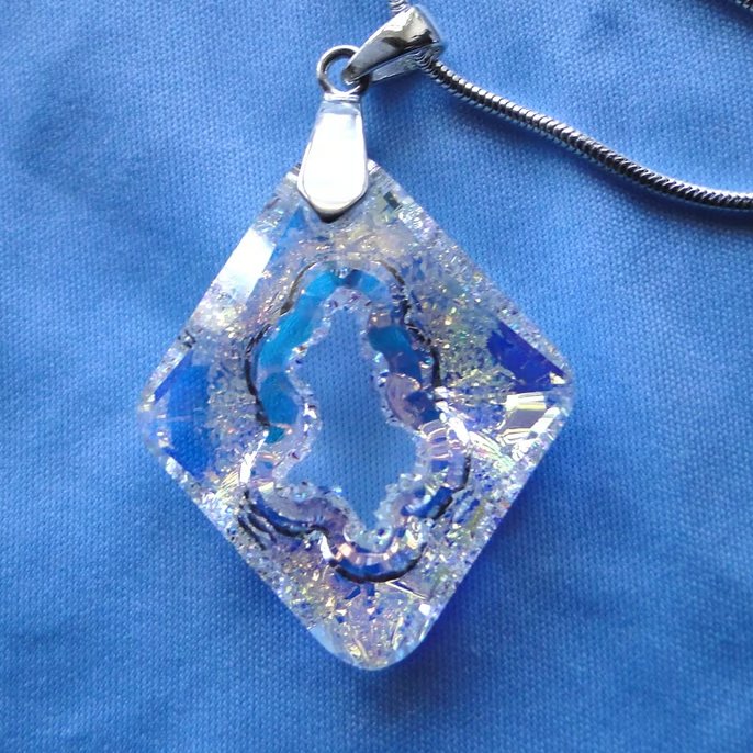 Sparkly crystal pendant on sterling silver chain - rare Swarovski crystal