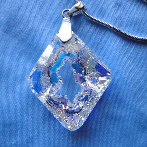 Sparkly crystal pendant on sterling silver chain - rare Swarovski crystal