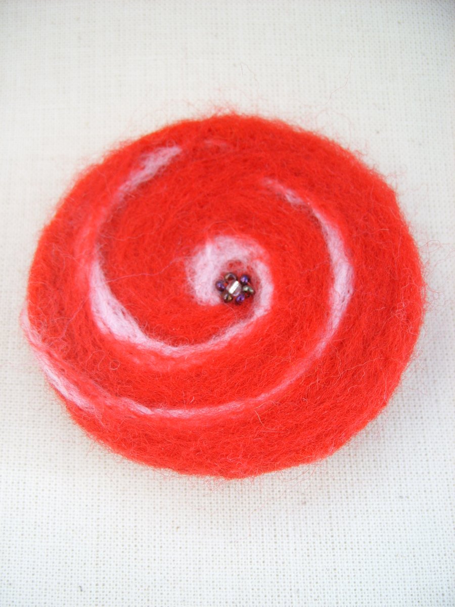Red Felted  Rose Corsage