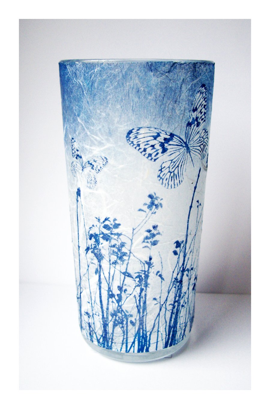 Butterfly Blue Cyanotype Vase 