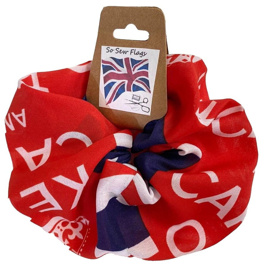 Keep Calm And Carry On Union Jack Flag Hair Scrunchie Scrunchies Band Elastic