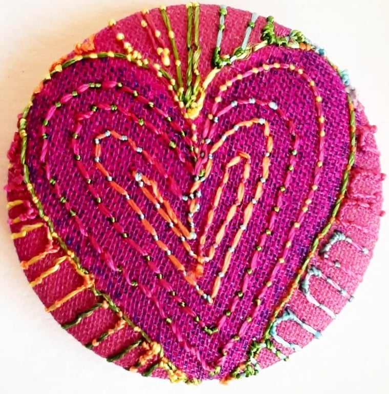 Buttons 1 inch button Hand Dyed Silks and Cottons Free Machine Embroidery Button