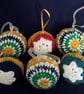 Christmas Seed bead and Snowflake crocheted baubles set of 6 - Image 2