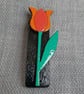 Recycled wooden tulip brooch