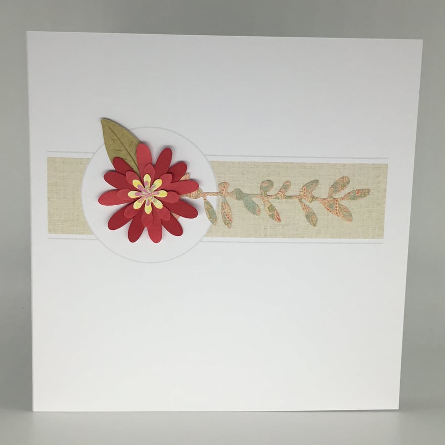 Red Flower Blank Any Occasion Card - Folksy